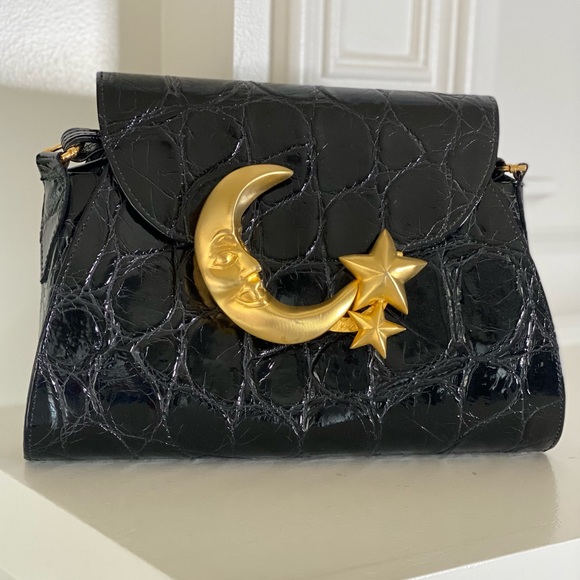 Glen Miller For Ann Turk Handbags - Stunning Vintage Croc Embossed Crossbody Shiny Leather Bag